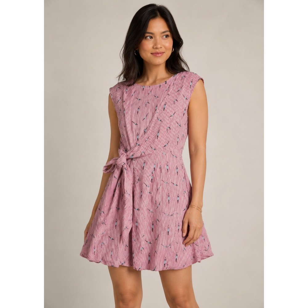 Anthropologie Maeve Diver Red Stripe Fit Flare Mini Dress size 4 Boho Modern